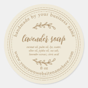 Rustisch handgemaakt lavendel Antiek-wit Ronde Sticker