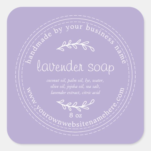 Rustisch handgemaakt lavendel Paars Vierkante Sticker (Voorkant)