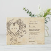 Rustisch hart in een Boom Wedding Invitaties Kaart (Staand voorkant)