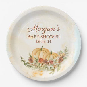 Rustisch Herfst Pumpkin-Baby shower Papieren Bordje