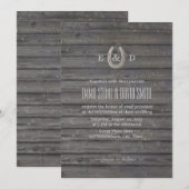Rustisch Hoefijzer Donkere Barn Wood Weddenschap Kaart (Voorkant / Achterkant)