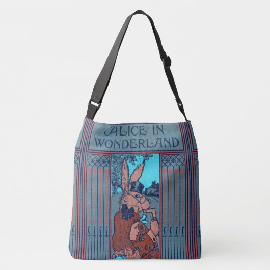 Rustisch Hoesje tast Alice en het konijn aan Crossbody Tas (Achterkant)