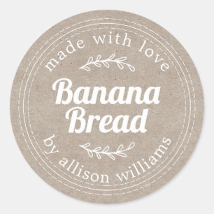 Rustisch Homemade Banana Bread Kraft Paper Ronde Sticker