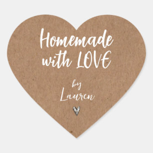 Rustisch HOMEMADE met LOVE Hart Sticker