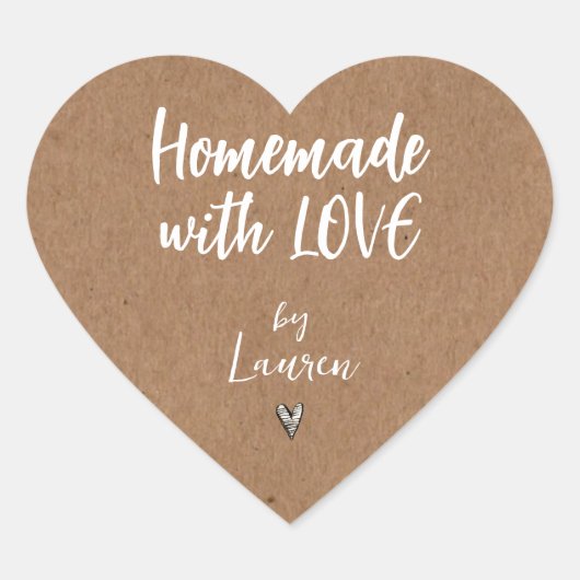 Rustisch HOMEMADE met LOVE Hart Sticker (Voorkant)