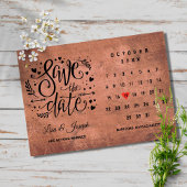 Rustisch hout Bespaar de Datum Rood hart kalender Kaart
