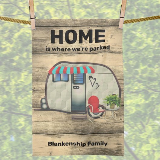 Rustisch hout Camper Red-stoel Aangepast Theedoek