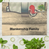 Rustisch hout Camper Red-stoel Aangepast Theedoek (Gevouwen)