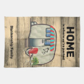 Rustisch hout Camper Red-stoel Aangepast Theedoek (Horizontaal)