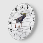 Rustisch hout dat Moose Family Name Large Clock ge Grote Klok (Hoek)