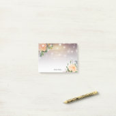 Rustisch hout Elegant White Rose Floral String Lig Post-it® Notes (Op bureau)