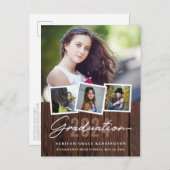 Rustisch hout elk jaar Afstuderen 4 Foto Briefkaart (Voorkant / Achterkant)