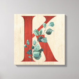 Rustisch hout en Eucalyptus Letter K Canvas afdruk