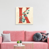 Rustisch hout en Eucalyptus Letter K Canvas afdruk (Insitu (Woonkamer))