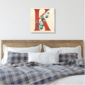 Rustisch hout en Eucalyptus Letter K Canvas afdruk (Insitu (Slaapkamer))