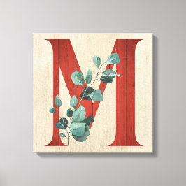 Rustisch hout en Eucalyptus Letter M Canvas afdruk