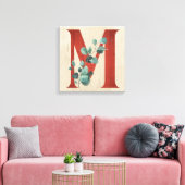 Rustisch hout en Eucalyptus Letter M Canvas afdruk (Insitu (Woonkamer))
