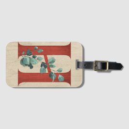 Rustisch hout en eucalyptusletter H Bagagelabel