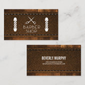 Rustisch hout en gelooid leder visitekaartje (Voorkant / Achterkant)