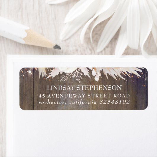 Rustisch hout en Pampas Grass Label (Insitu)