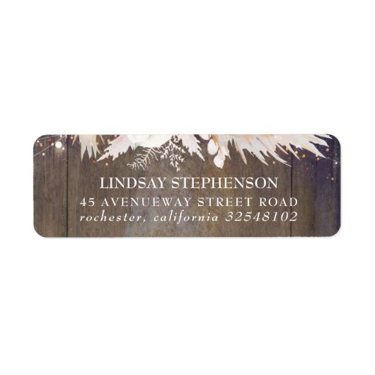Rustisch hout en Pampas Grass Label (Voorkant)