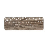 Rustisch hout en Snowflakes Holiday-retouradres Etiket (Voorkant)