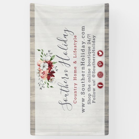 Rustisch hout en Zuidelijk Land Cotton Boutique Spandoek (Verticaal)