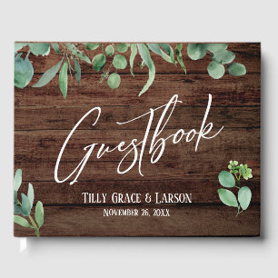 Rustisch hout Eucalyptus Handschrift Guestbook Gastenboek