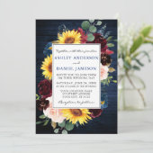 Rustisch hout gemengd Lijst Blauw huwelijk Kaart (Staand voorkant)