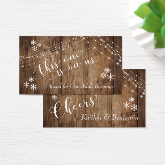 Rustisch hout, lichte en neusvlokken, Drink Ticket Visitekaartje (Bureau)