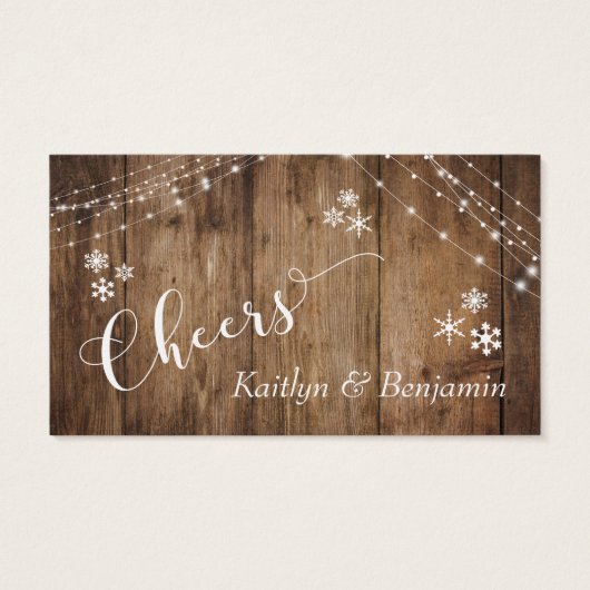 Rustisch hout, lichte en neusvlokken, Drink Ticket Visitekaartje (Achterkant)