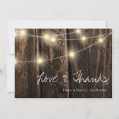 Rustisch hout met een taartwacht bedankkaart (Voorkant)