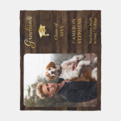 Rustisch hout met Gold Tone Afstuderen Foto Fleece Deken (Voorkant)