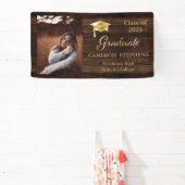Rustisch hout met Gold Tone Afstuderen fotobanner Spandoek (Insitu)