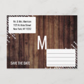 Rustisch hout met ruitvormige ruitverlichting spar aankondigingskaart (Achterkant)