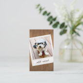 Rustisch hout met  vierkant fotolijst visitekaartje (Staand voorkant)