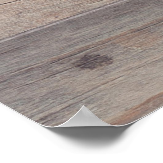 Rustisch hout met Wooden Heart Weddenschap Welkoms Poster (Hoek)