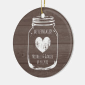 Rustisch hout moerasjar verloving kerst keramisch ornament (Links)