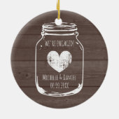 Rustisch hout moerasjar verloving kerst keramisch ornament (Achterkant)