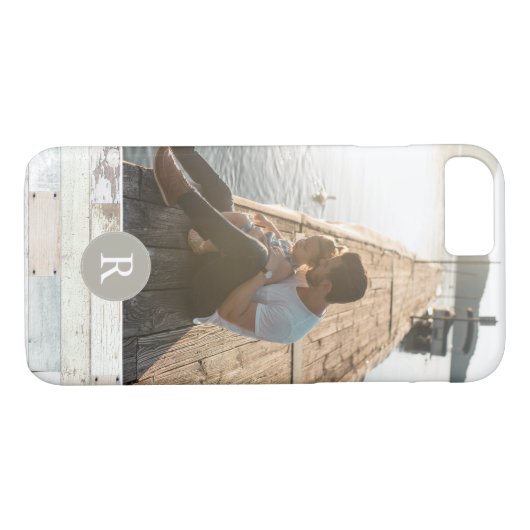 Rustisch hout + monogram Case-Mate iPhone case (Achterkant (Horizontaal))