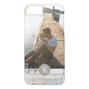 Rustisch hout + monogram 	iPhone 8/7 hoesje