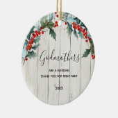 Rustisch hout Rood Floral Godmothers Kerstmis Keramisch Ornament (Rechts)