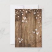 Rustisch hout, witte lichten en neusvlokken RSVP Kaartje (Achterkant)