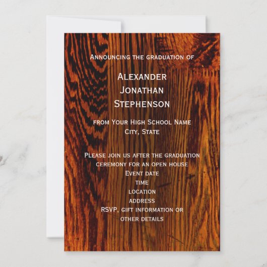 Rustisch houten Afstuderen Kaart (Achterkant)