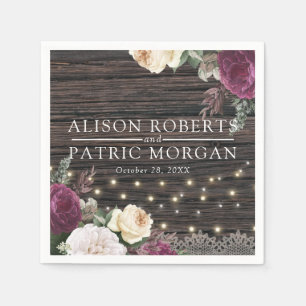 Rustisch houten bruiloft servet