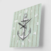 Rustisch houten patroon en  anker nicht vierkante klok (Hoek)