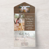 Rustisch houtsfotoland Wedding All In One Uitnodiging (Binnen)