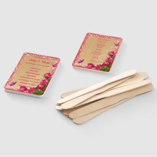 Rustisch houtsroze vlinderprogramma handwaaier (Niet-gemonteerd)