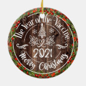 Rustisch jaar van het vaccin 2021 Kerstmis Keramisch Ornament (Achterkant)