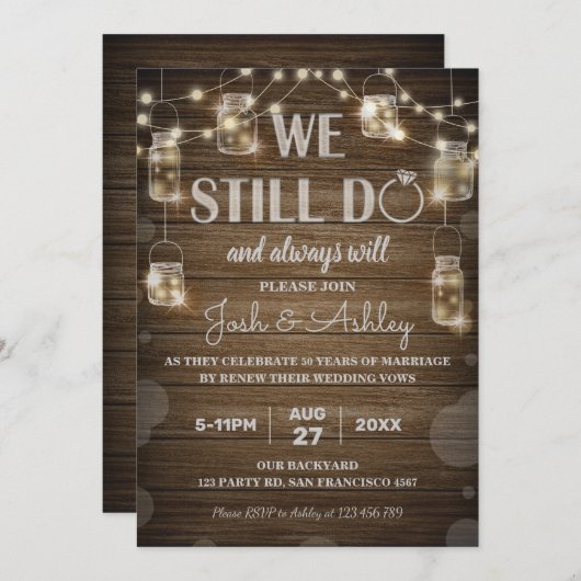 Rustisch Jubileum met houten achtergrond lichte gl Kaart (Voorkant / Achterkant)